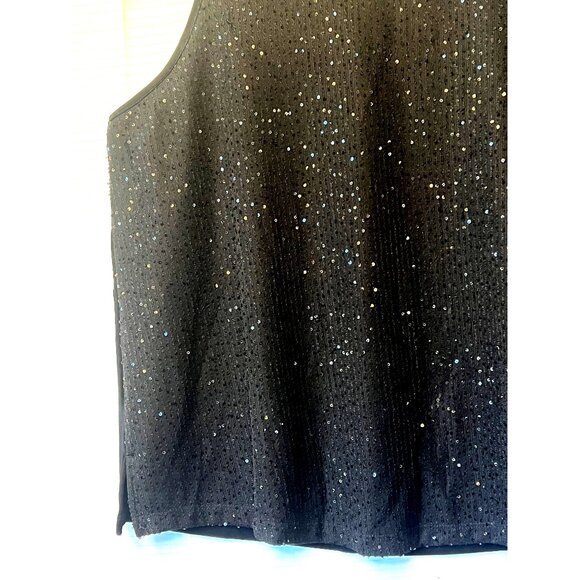 Catherines Black Sleeveless Front/Sequins Tank Top 3X 26/28 Plus Size Lined - Picture 6 of 16